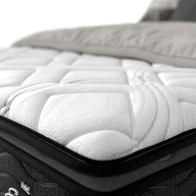 Cama Box de Casal Probel Village D28 com Molas Pocket e Pillow Euro 68x138x188cm Branco com Preto