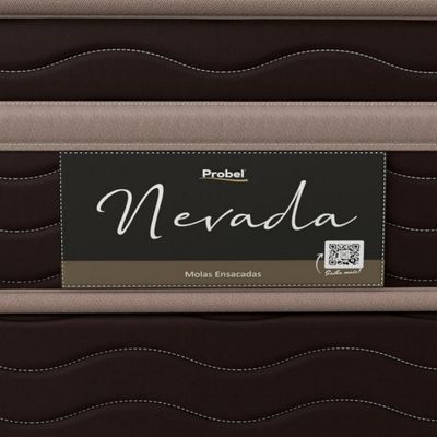Cama Box Casal Probel Nevada Euro Pillow e Molas Ensacadas Bege com Marrom