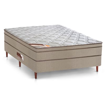 Cama Box Casal Castor Revolution com Mola Pocket Branco com Bege