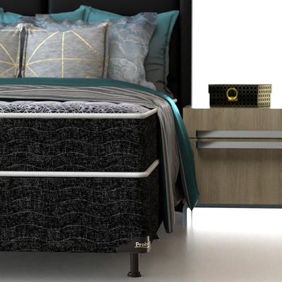 Cama Box de Casal Probel Guarda Costas Promiddle Espuma D28 60x138x188cm Branco com Preto