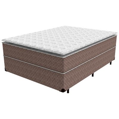 Cama Box Casal Umaflex Berlim Pillow Top e Molas Ensacadas Castor com Branco