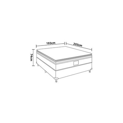 Cama Box Conjugada King Size Portobel Orion com Molas Ensacadas e Revestimento em Tecido Poliéster 72x193x203cm Cinza