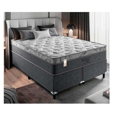 Cama Box Conjugada King Size Portobel Orion com Molas Ensacadas e Revestimento em Tecido Poliéster 72x193x203cm Cinza