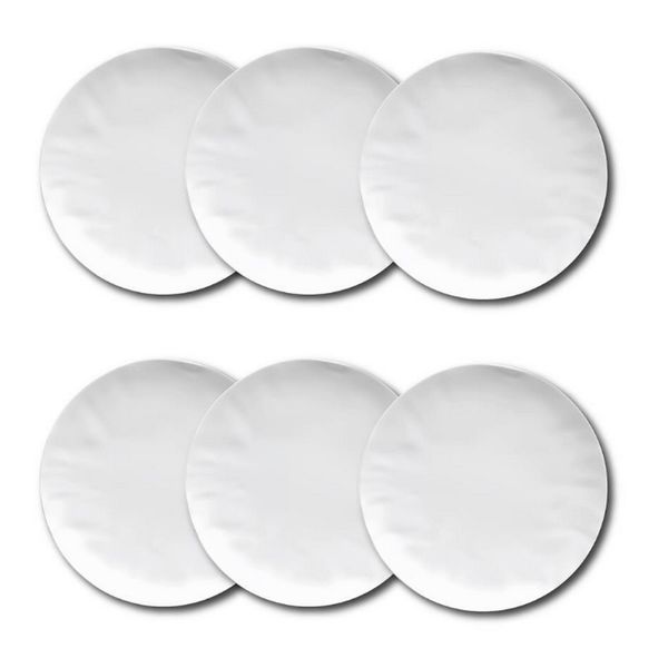 Conjunto de Pratos de Sobremesa Germer Orgânico em Porcelana 20,5 cm 6 Peças Branco