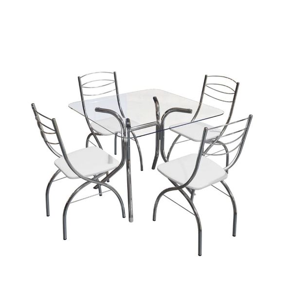 Mesa de Jantar New Ibiza com 4 Cadeiras Brigatto Branco Mesa de Jantar New Ibiza com 4 Cadeiras Brigatto Branco
