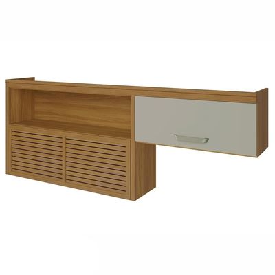 Armário Aéreo Nesher Princesa 2 Portas 4 Prateleiras 200cm Freijo com Branco