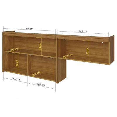 Armário Aéreo Nesher Princesa 2 Portas 4 Prateleiras 200cm Freijo com Branco