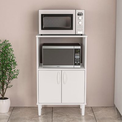 Armário para Micro-ondas Politorno Facility com 2 Portas Branco