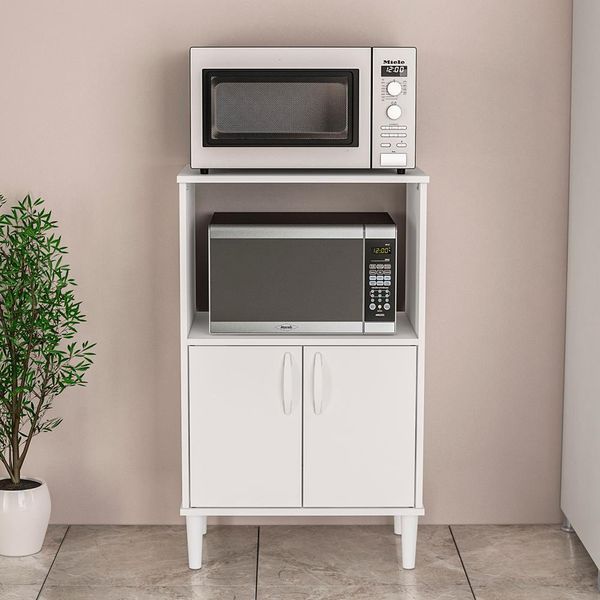 Armário para Micro-ondas Politorno Facility com 2 Portas Branco