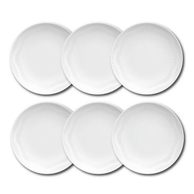 Conjunto de Pratos de Sobremesa Germer Shell em Porcelana 20,5 cm 6 Peças Branco