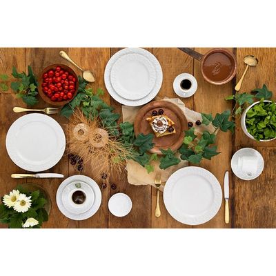 Conjunto de Pratos de Sobremesa Germer Tassel em Porcelana 20,5 cm 6 Peças Branco