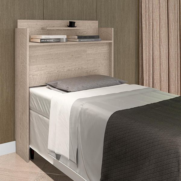 Cabeceira para Cama de Solteiro Thainá com 1 Prateleira Framar Amarula Cabeceira para Cama de Solteiro Thainá com 1 Prateleira Framar Amarula