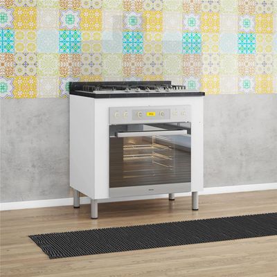 Balcão para Forno e Cooktop Rubi com 5 Bocas Bartira Branco