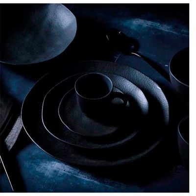 Conjunto com 6 Xícaras e Pires para Café Porto Brasil Carbon em Stoneware - 120 ml Preto