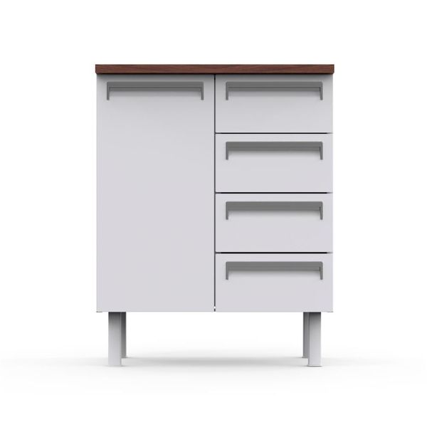 Balcão Colormaq Roma com 1 Porta e 4 Gavetas Branco com Madeira