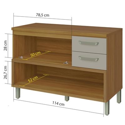 Balcão Nesher Princesa 1 Porta 2 Gavetas 120cm Freijó com Off White