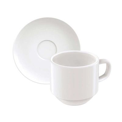 Conjunto com 6 Xícaras e Pires para Café Tramontina Paola em Porcelana 100 ml Branco