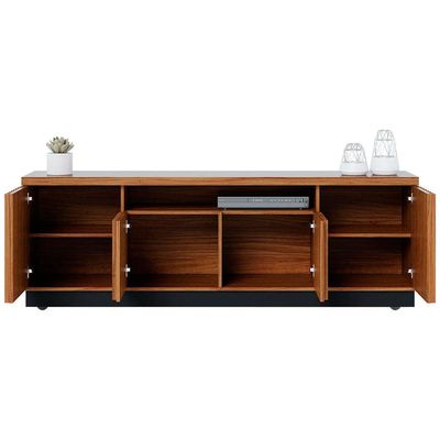 Rack Colibri Amazonas com 4 Portas, Ideal para TV de Até 70 Polegadas Noce Milano com Preto Fosco e Calacatta