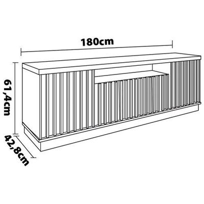 Rack Colibri Amazonas com 4 Portas, Ideal para TV de Até 70 Polegadas Noce Milano com Preto Fosco e Calacatta