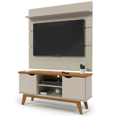Rack com Painel Marselha para TVs de até 46 Polegadas Patrimar Off White com Cumaru