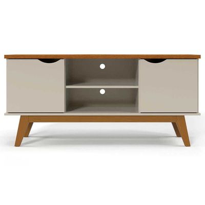 Rack com Painel Marselha para TVs de até 46 Polegadas Patrimar Off White com Cumaru