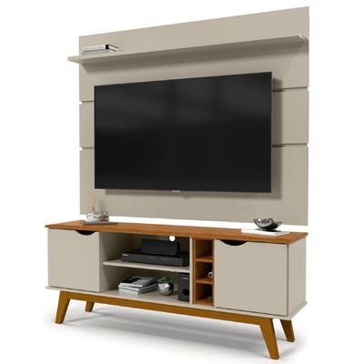 Rack com Painel Patrimar Marselha para TVs de até 50 Off White com Cumaru