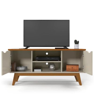 Rack Marselha para TV de até 46 Patrimar Off White com Cedro