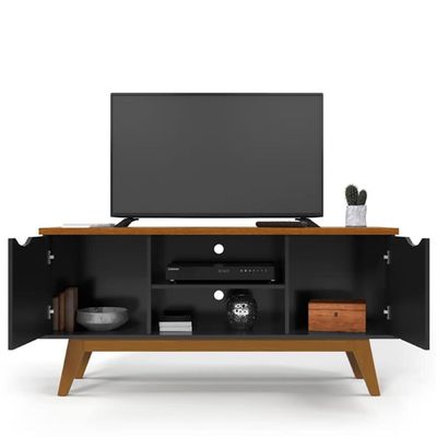 Rack Marselha para TV de até 46 Patrimar Preto com Cedro