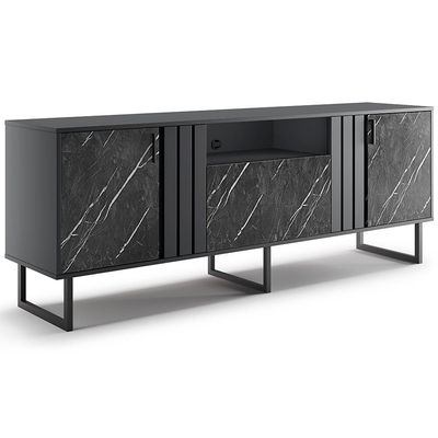 Rack Juruá para TV de até 70 Colibri Móveis Preto Fosco com Grigio