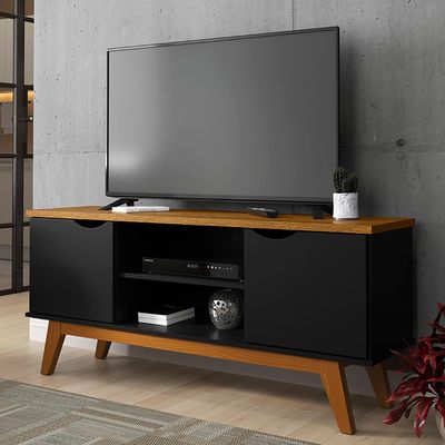 Rack Marselha para TV de até 46 Patrimar Preto com Cedro
