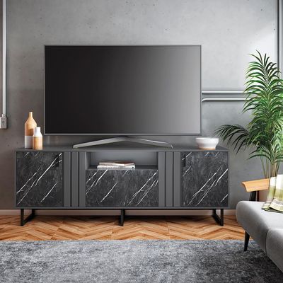 Rack Juruá para TV de até 70 Colibri Móveis Preto Fosco com Grigio