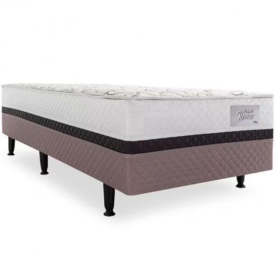 Cama Box Conjugada Solteiro Roma Ortopédico com Pillow Top, Espuma D60 e Tecido Poliéster 53x88x188 cm Herval Branco com Marrom e Bege