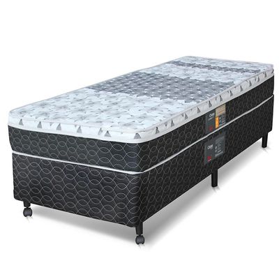 Cama Box Solteiro Castor Sleep Class com Mola Bonnel 64x78x188cm Branco com Cinza