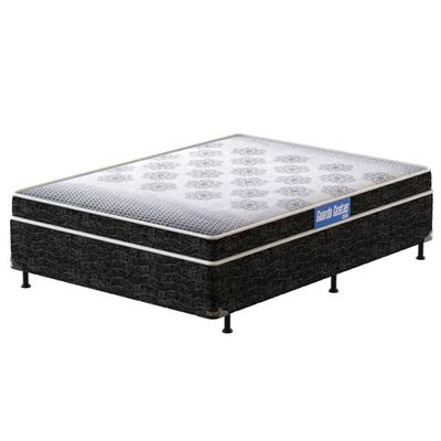 Cama Box de Casal Probel Guarda Costas Espuma D20 50x138x188cm Probel Branco com Preto