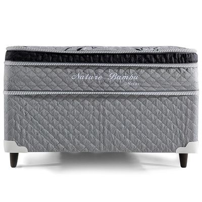 Cama Box Conjugada Solteiro Nature com Pillow Inn e Molas Bonnel 56x88x188cm Herval Cinza com Branco Floral