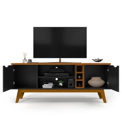 Rack Patrimar Marselha para TV de até 50 Preto com Cedro