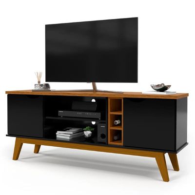 Rack Patrimar Marselha para TV de até 50 Preto com Cedro