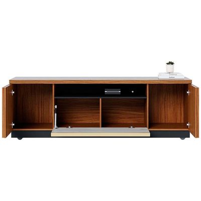 Rack Colibri Manaus com 3 Portas, Ideal para TV de Até 70 Polegadas Noce Milano com Preto Fosco e Calacatta
