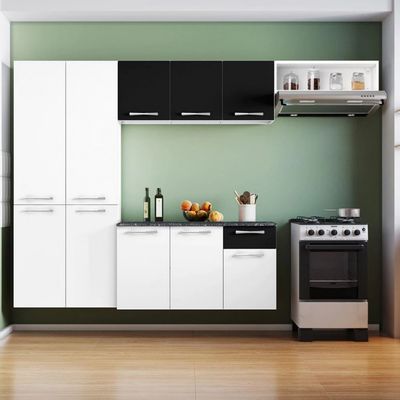 Cozinha Compacta Bolt 10 Portas 1 Gaveta Itatiaia Branco com Preto