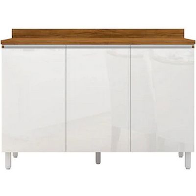 Cozinha Compacta Bartira 5 Portas e 3 Prateleiras Amazonita Damasco com Branco
