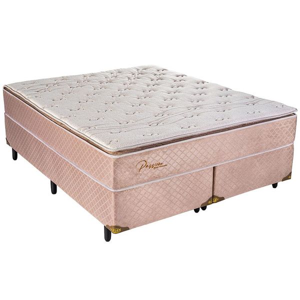 Cama Box King Size Biflex Passione com Pillow Top e Molas Pocket 72 x 193 x 203cm Areia