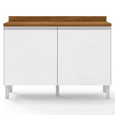 Cozinha Compacta Bartira Jaspe com 6 Portas, 3 Gavetas e 6 Prateleiras Damasco com Branco