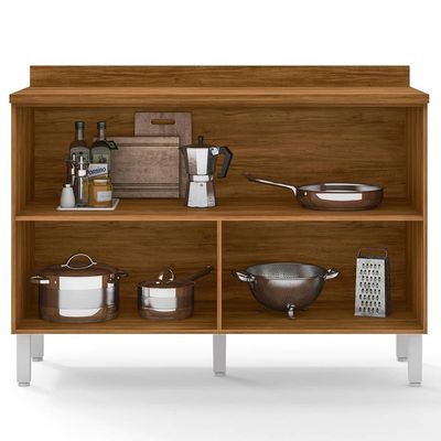Cozinha Compacta Bartira Jaspe com 6 Portas, 3 Gavetas e 6 Prateleiras Damasco com Branco