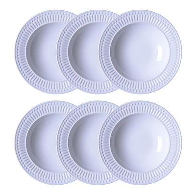 Conjunto de Pratos Fundos Porto Brasil Roma em Faiança Feldspática 6 Peças Branco