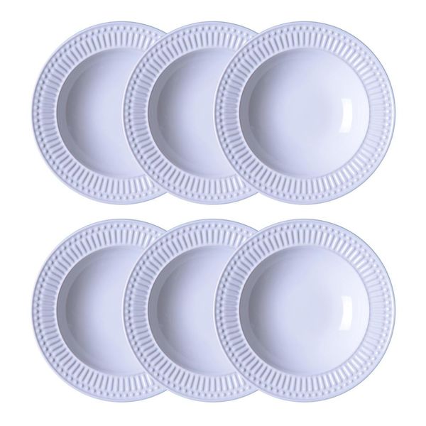 Conjunto de Pratos Fundos Porto Brasil Roma em Faiança Feldspática 6 Peças Branco