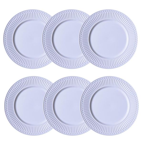 Conjunto de Pratos Rasos Porto Brasil Roma em Faiança Feldspática 6 Peças Branco