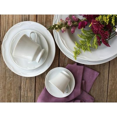 Conjunto de Pratos Rasos Germer Cottage em Porcelana 6 Peças Branco