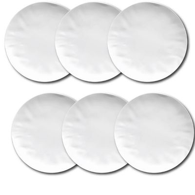 Conjunto de Pratos Rasos Germer Orgânico em Porcelana 6 Peças Branco