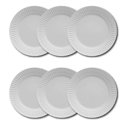 Conjunto de Pratos Rasos Germer Diamante em Porcelana 6 Peças Branco