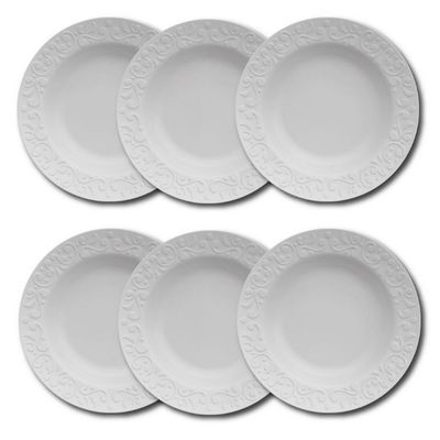 Conjunto de Pratos Fundos Germer Tassel em Porcelana 6 Peças Branco